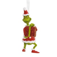 Hallmark Resin Hanging Ornament - Dr Seuss The Grinch with Present