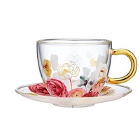 Ashdene Springtime Soiree - Double Walled Glass Cup & Saucer