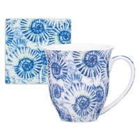 Ashdene Ocean Beauty Mug & Coaster - Blue Shells