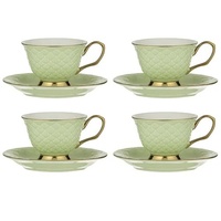 Ashdene Ripple - Cup & Saucer Set of 4 - Pistachio