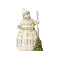 Jim Shore Heartwood Creek White Woodland - Snowman with Broom