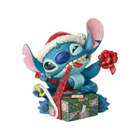 Jim Shore Disney Traditions - Lilo & Stitch Santa Stitch Wrapping Present - Bad Wrap