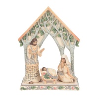 Jim Shore Heartwood Creek White Woodland - Holy Family With Creche