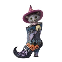 Jim Shore Heartwood Creek Halloween - Cat In Witch's Boot