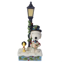 Peanuts by Jim Shore - Snoopy & Woodstock Carolling Lamp Post Light Up Scene