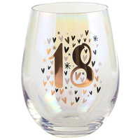 Rainbow Pastel Stemless 18th Birthday Wine Glass