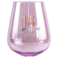 Rose Gold Decal 18th Birthday Stemless Wine Glass