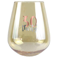 Rose Gold Decal 30th Birthday Stemless Wine Glass