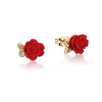 Disney Couture Kingdom - Beauty and the Beast - Enchanted Rose Stud Earrings Yellow Gold