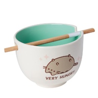 Pusheen Very Hungry Ramen Bowl with Chopsticks