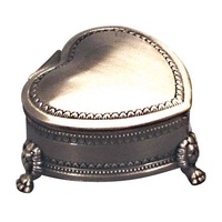 Russell Collection - Pewter Finish Heart-Shaped Footed Jewellery Box Small