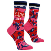 Blue Q Womens Crew Socks - Dear Wine, Yes.