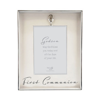 Silver Communion Photo Frame Cup Motif - Godson