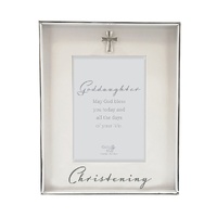 Silver Christening Photo Frame with Motiff - 4x6 - Goddaughter