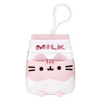 Pusheen Sips - Strawberry Milk Plush Bag Charm Purse