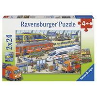 Ravensburger Puzzle 2 x 24pc - Busy Train Station