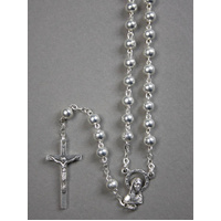 Rosary Beads Silver Plated Metal 5mm