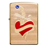 Zippo Lighter - Heart Tattoo Armor High Polish Brass