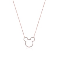 Disney Couture Kingdom Precious Metal - Mickey Mouse - Crystal Outline Necklace Rose Gold