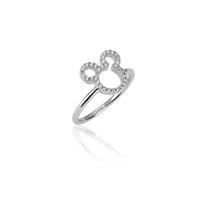 Disney Couture Kingdom Precious Metal - Mickey Mouse Outline CZ Ring Silver Medium