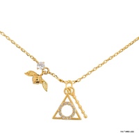 Harry Potter x Short Story Necklace - Deathly Hallows - Gold