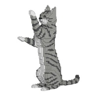 Jekca Animals - Tabby Cat Grey Standing 39cm