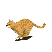 Jekca Animals - Tabby Cat Ginger Running 21cm