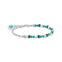 Thomas Sabo Charm Club - Charmista Chain Link Bracelet - Silver with Pearls & Malachite (12 - 15cm)