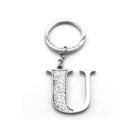 Whitehill Keyrings - Silver Glitter Keyring "U"